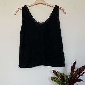 Theory Linen Scoop Neck Tank Top — Black